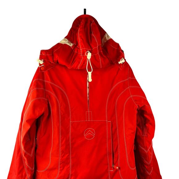 American Eagle Vintage y2k Jacket Coat medium Spell Out Log Puffer Ski Hooded - Picture 9 of 11